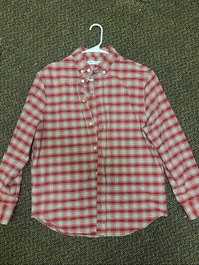 Zara Red and White Plaid Button-Down Shirt